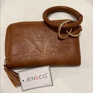 Classic Zip-Around Leather Wallet in Brown with Gold Hardware